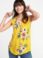 Old Navy Womens Relaxed Sleeveless Boho Top For Women Yellow Floral Size Xxl