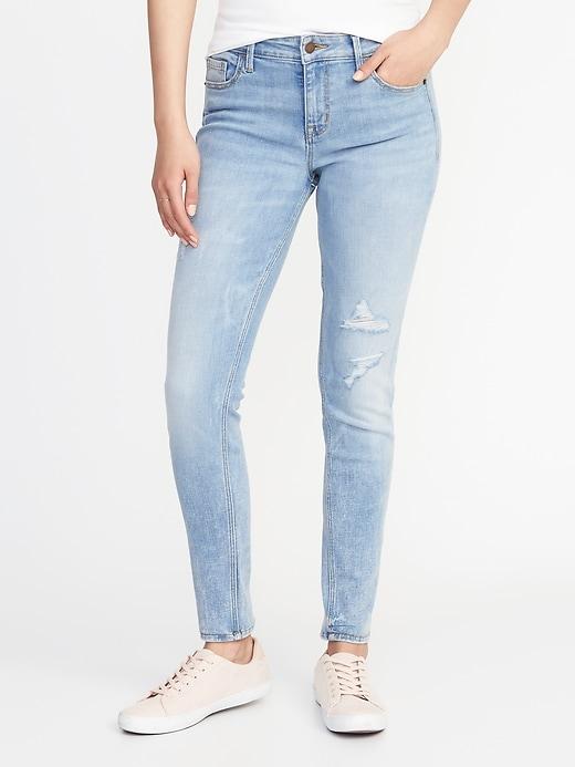 Old Navy Womens Mid-rise Distressed Rockstar Jeans For Women Blue Grass Size 12