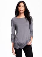 Old Navy Relaxed Lace Trim Top For Women - Dorian Grey