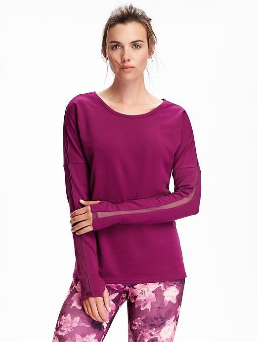 Old Navy Go Dry Long Sleeve Performance Top For Women - Lingonberry Jam