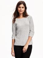 Old Navy Hi Lo Textured Pullover For Women - Grey Marl