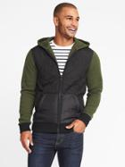 Old Navy Mens Quilted Mixed-fabric Fleece Hoodie For Men Matcha Green Size Xs