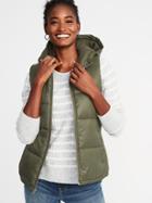 Old Navy Womens Frost-free Hooded Nylon Vest For Women Olive Size S