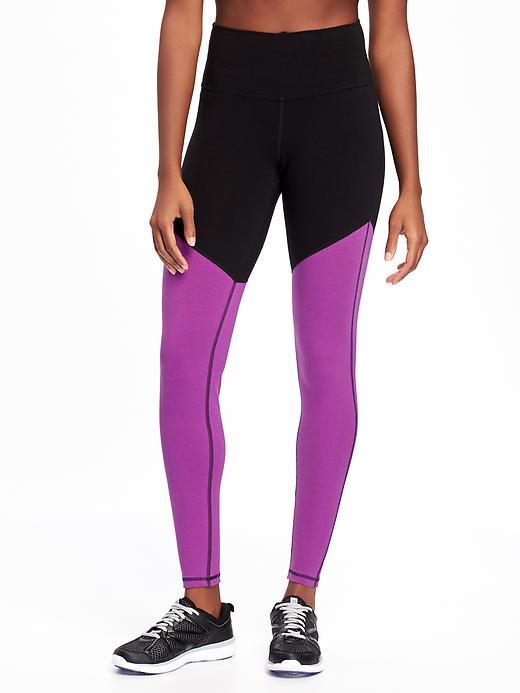 Old Navy Go Dry Cool Color Block Leggings For Women - Black