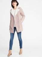 Old Navy Womens Long Bonded Sherpa Moto Coat For Women Icelandic Mineral Size S