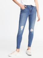 Old Navy Womens Mid-rise Distressed Rockstar Super Skinny Jeans For Women Medium Wash Size 8
