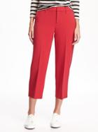 Old Navy Mid Rise Soft Straight Crop Pant For Women - Red Buttons