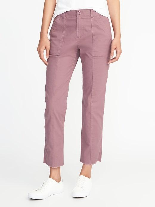 Old Navy Womens Mid-rise Raw-edge Utility Chinos For Women Mauve Size 0
