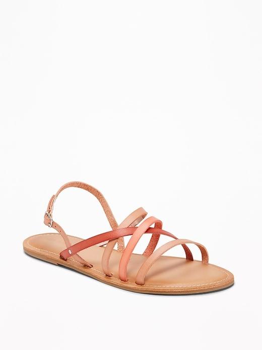 Old Navy Womens Strappy Faux-leather Sandals For Women Pink Multi Size 8