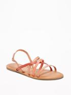 Old Navy Womens Strappy Faux-leather Sandals For Women Pink Multi Size 8