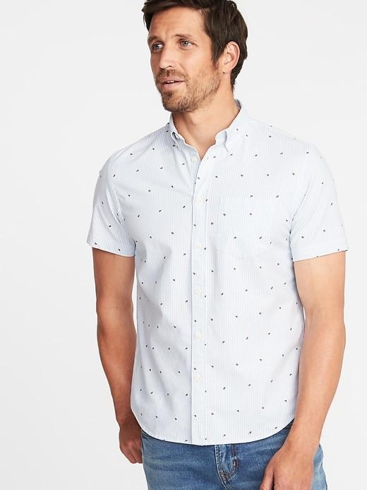 Old Navy Mens Slim-fit Built-in Flex Oxford Shirt For Men Watermelon Print Size Xl