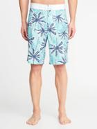 Old Navy Mens Built-in Flex Board Shorts For Men (10) White/blue Palm Print Size 48w