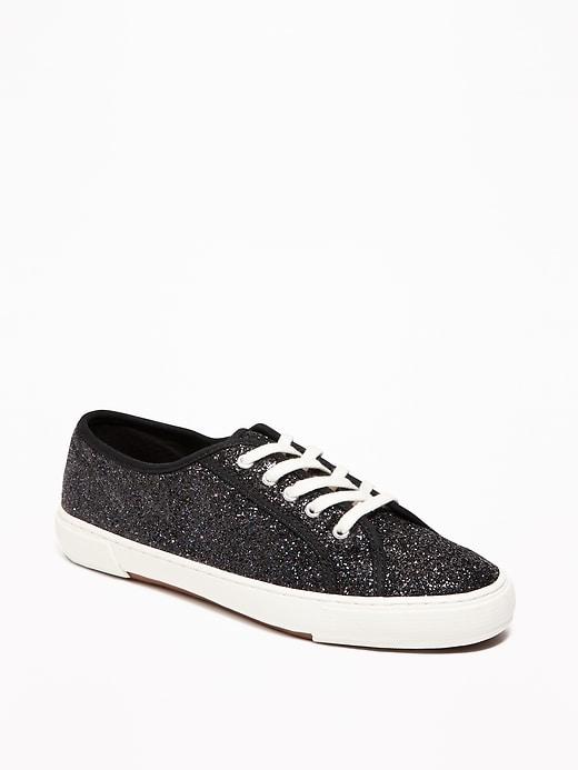Old Navy Womens Glitter Sneakers For Women Black Glitter Size 5