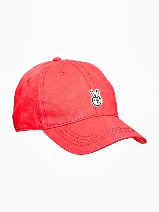 Old Navy Mens Embroidered Graphic Twill Baseball Cap For Men Peace Hand Sign Size One Size