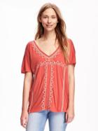 Old Navy Relaxed Embellished Tee For Women - Happy Coral