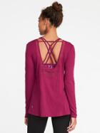 Old Navy Go Dry Ultra Light Scoop Back Tee For Women - Raspberry Twist