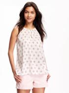 Old Navy High Neck Gauze Top For Women - White
