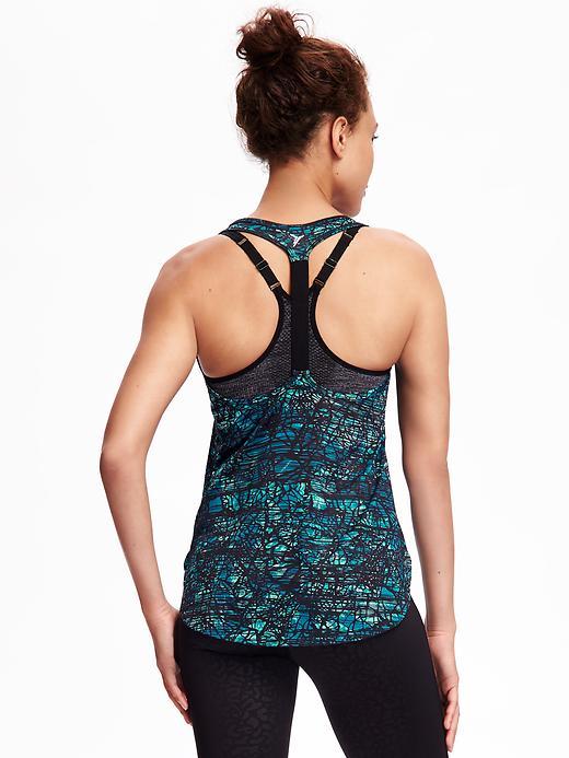 Old Navy Go Dry Performance Racerback Elastic Tank For Women - Light Blue Print