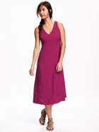 Old Navy V Neck Midi Dress For Women - Berry Chutney