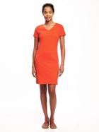 Old Navy Fitted V Neck Tee Dress For Women - Hot Tamale