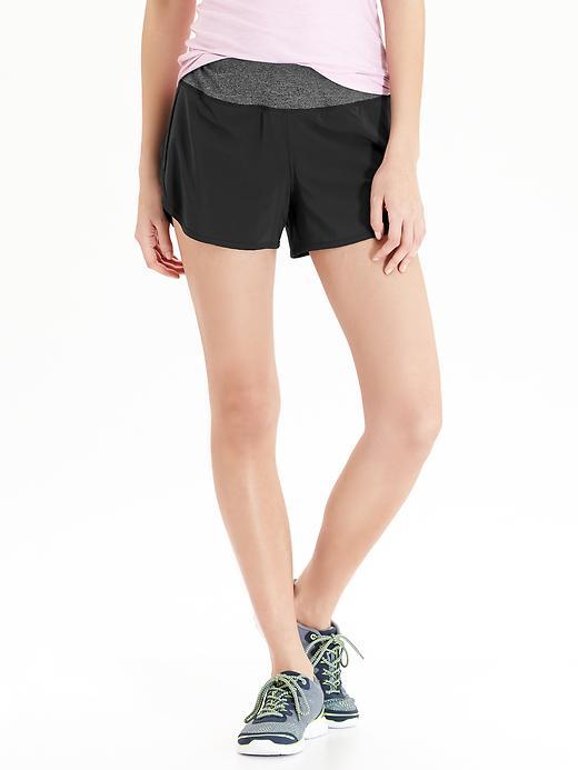 Old Navy Womens Active Jersey Waist Running Shorts 3&quot; - Soft Black Stripe