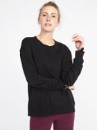 Old Navy Womens French-terry Cinched-sleeve Sweatshirt For Women Black Size M