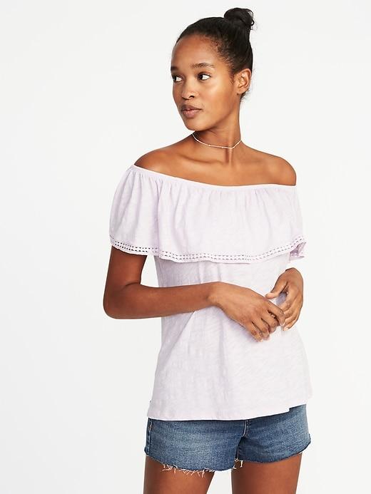 Old Navy Womens Relaxed Off-the-shoulder Swing Top For Women Lilac Cloud Size L
