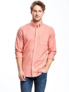 Old Navy Slim Fit Linen Blend Oxford Shirt For Men - What A Peach