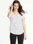 Old Navy Womens Luxe Curved-hem Tee For Women White/blue Stripe Size S