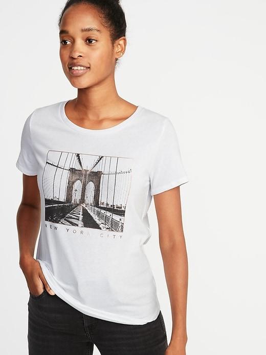 Old Navy Womens New York-graphic Tee For Women Calla Lilies Size Xs