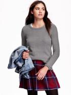 Old Navy Womens Textured Chevron Stitch Sweater Size L Tall - Dark Heather Grey