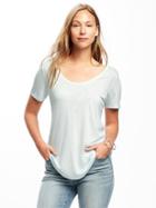 Old Navy Relaxed Curved Hem Tee For Women - Light Blue