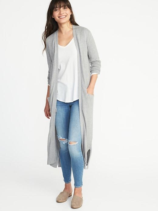 Old Navy Womens Super-long Open-front Sweater For Women Gray Size Xs