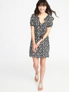 Old Navy Womens Tassel-tie Embroidered Shift Dress For Women Tiger Print Size L