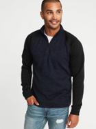 Old Navy Mens Color-block Sweater-fleece 1/4-zip Pullover For Men Lost At Sea Navy Size Xxl