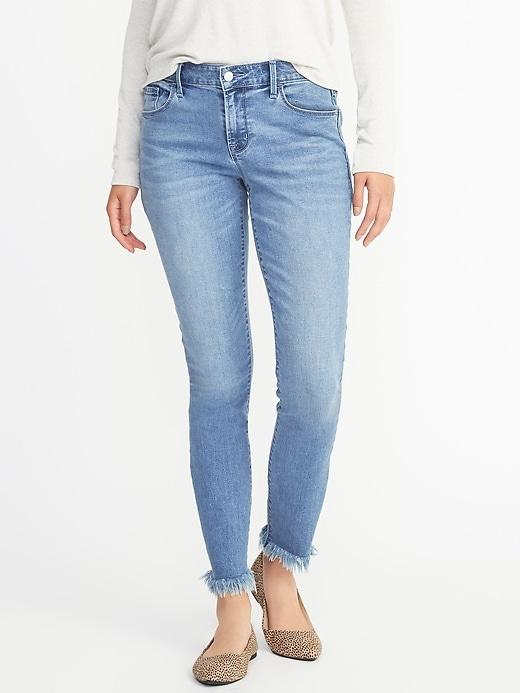 Old Navy Womens Mid-rise Raw-edge Rockstar Ankle Jeans For Women Bright Worn Wash Size 18