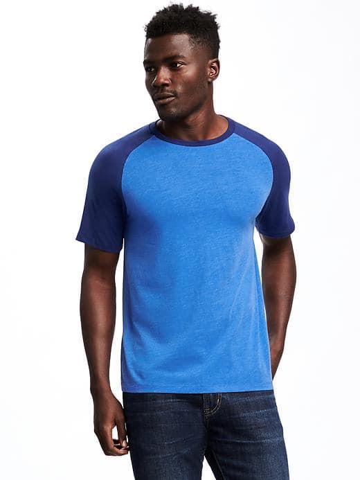 Old Navy Raglan Sleeve Baseball Tee For Men - Cobalt