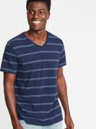 Soft-washed Striped V-neck Tee For Men