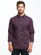 Old Navy Regular Fit Built In Flex Classic Shirt For Men - Sea Anemone