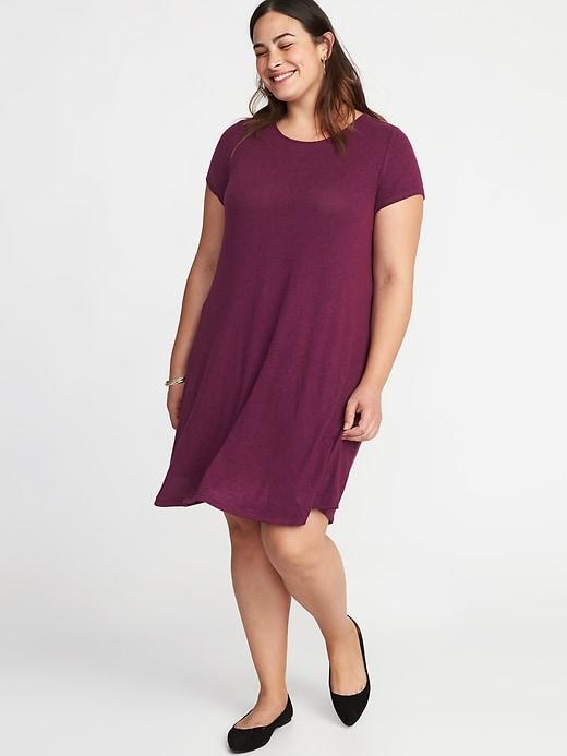 Old Navy Womens Plush Scojersey-knit Plus-size Swing Dress Winter Wine Size 1x