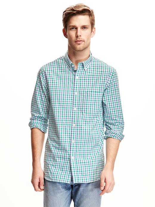 Old Navy Regular Fit Classic Plaid Shirt For Men - Jade Glade