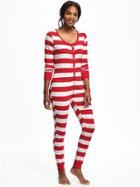 Old Navy Striped One Piece Sleeper For Women - Red Stripe