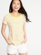 Old Navy Womens Slim-fit Rib-knit Tee For Women Lemon Stripe Size Xl