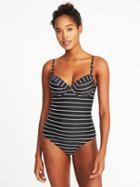 Old Navy Womens Underwire Swimsuit For Women Black/white Stripe Size S
