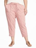 Old Navy Womens Plus-size Mid-rise Soft Utility Cropped Pants Pink Paradigm Size 1x
