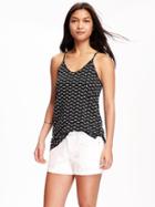 Old Navy Relaxed Strappy Keyhole Tank For Women - Black Print Top