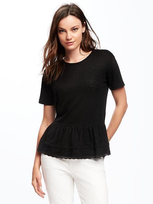 Old Navy Relaxed Peplum Hem Tee For Women - Black