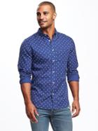Old Navy Slim Fit Summer Weight Oxford Shirt For Men - Navy White Stars