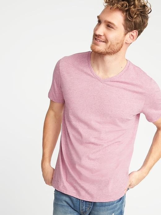 Old Navy Mens Soft-washed V-neck Tee For Men Berry Sorbet Size Xxxl