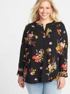 Old Navy Womens Plus-size Popover Tunic Black Floral Size 3x